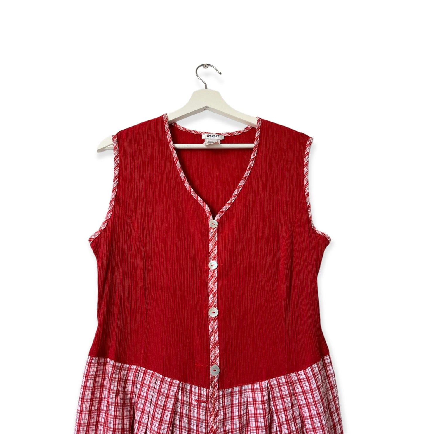 Vintage 90’s Checkered Midi Dress Red - 12