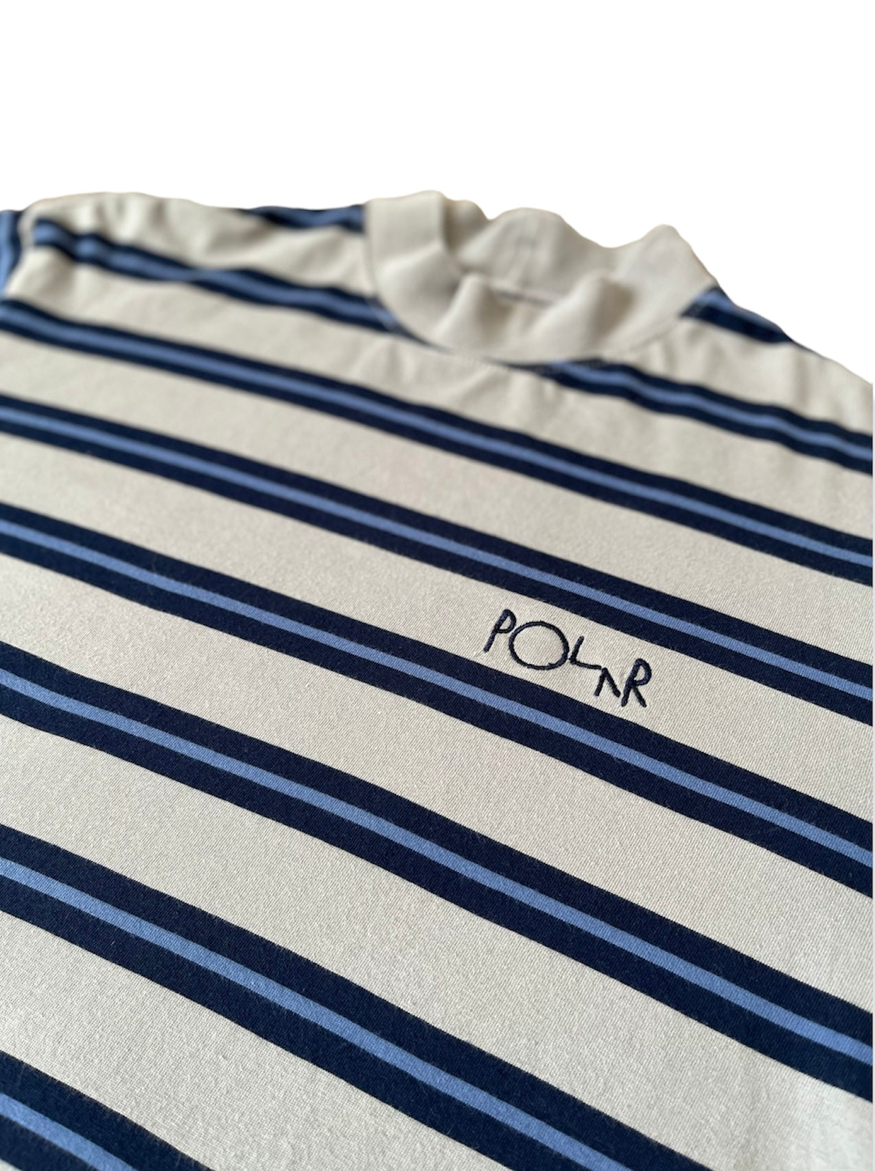Polar Skate Co Mock Neck Striped L/S T Shirt Grey / Blue - Medium
