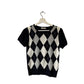 Women’s Argyle Cropped Sweater Top Navy - S/M