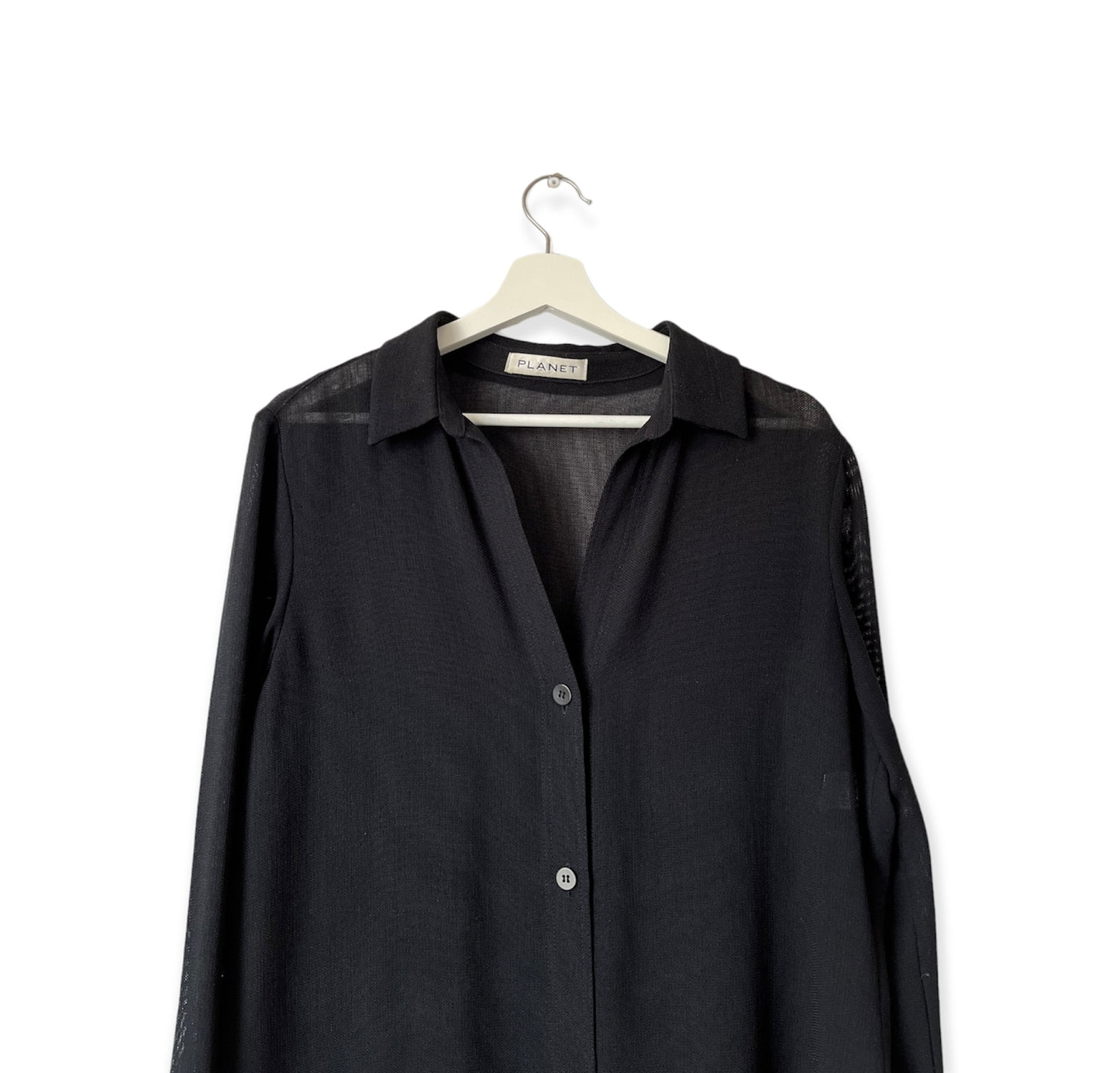 Vintage Planet Sheer Shirt Dress Black - 10