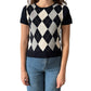 Women’s Argyle Cropped Sweater Top Navy - S/M