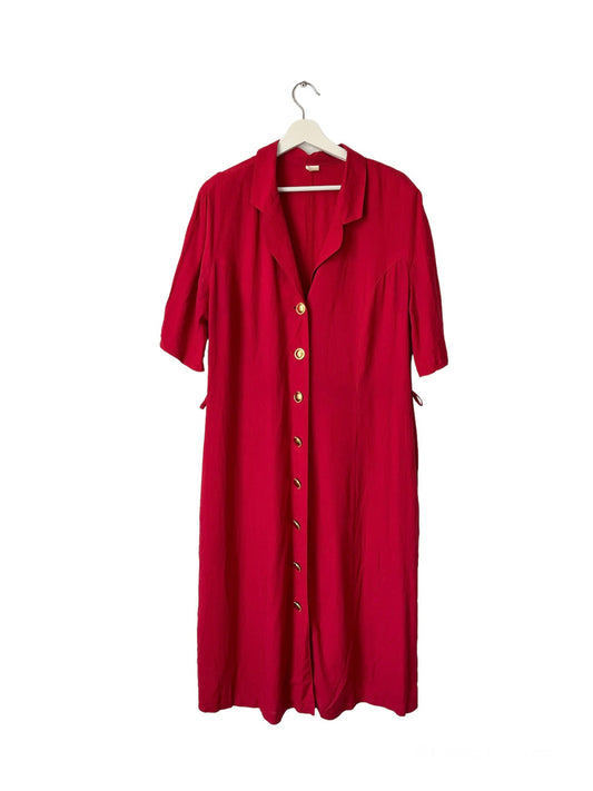 Vintage Shirt Dress Red - 16